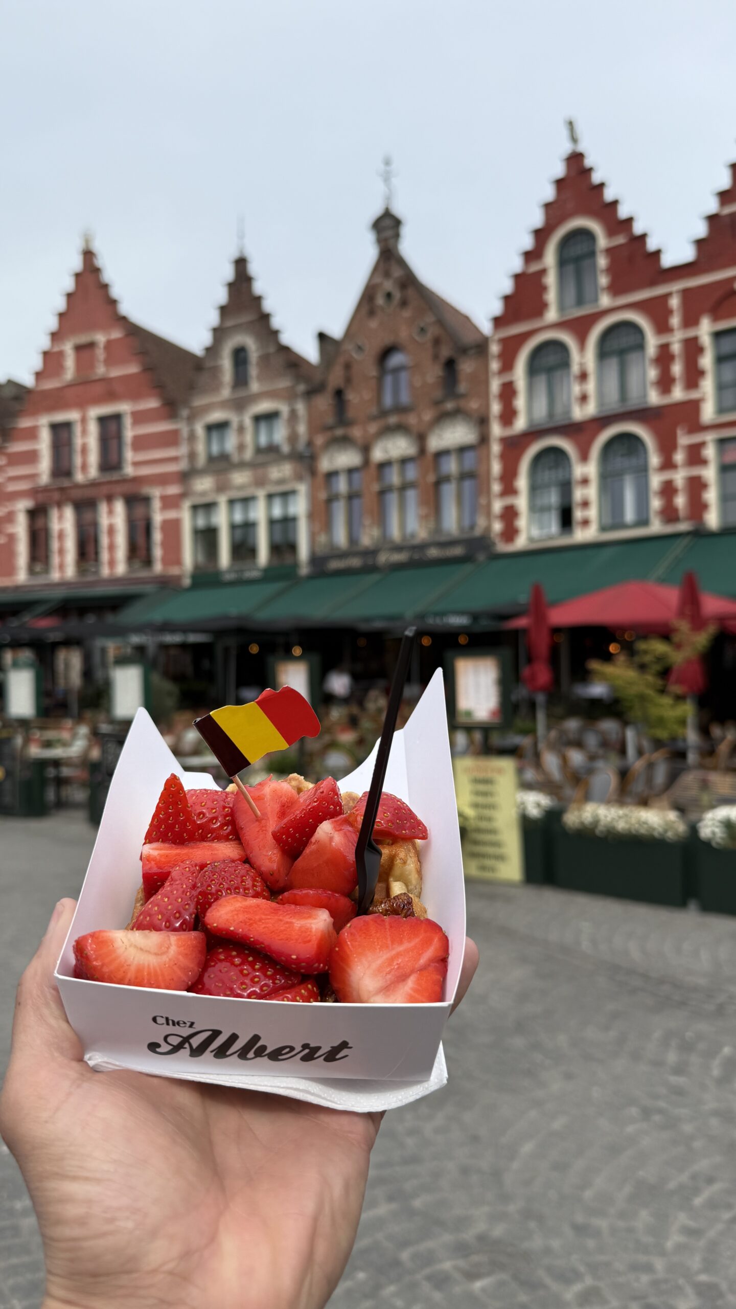 Waffles in the main square of Bruges
