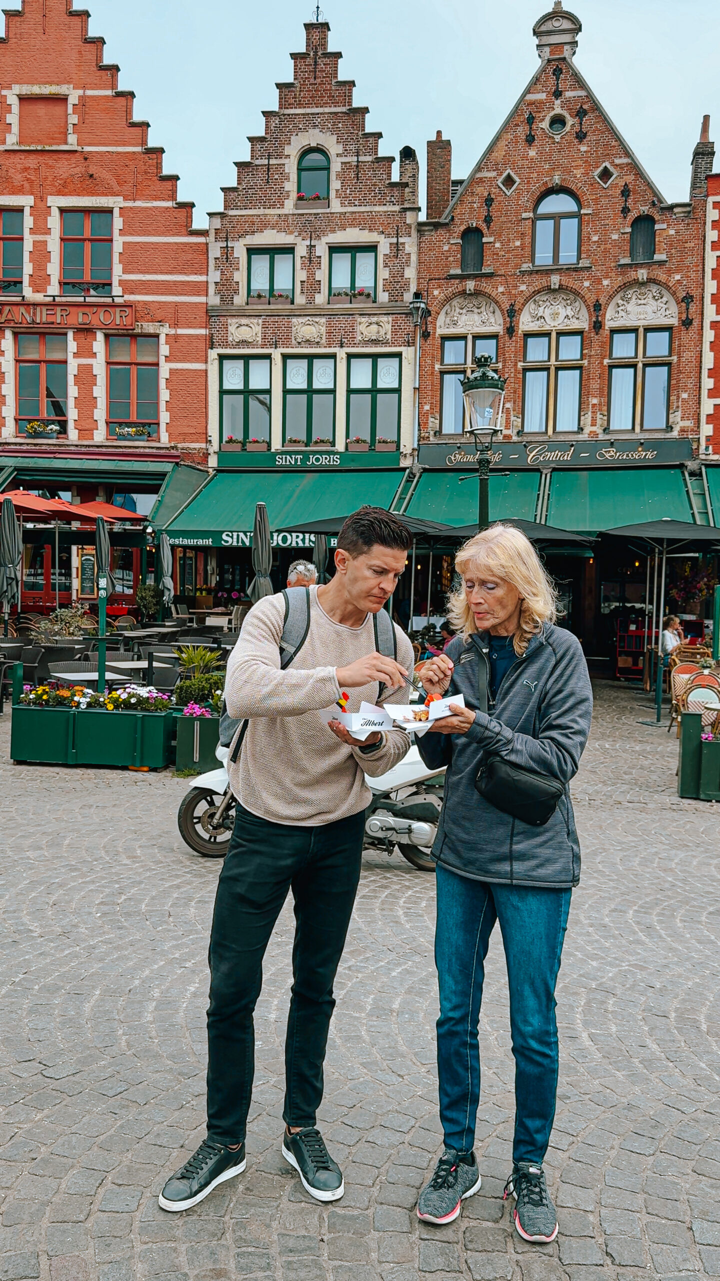 Waffles in the main square of Bruges